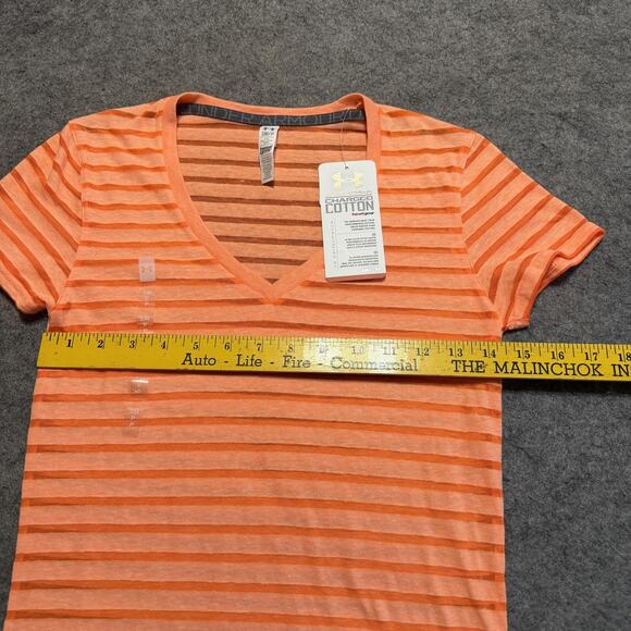 Under Armour Fitted Shirt S Semi-Sheer Stripe Charged Cotton Heatgear Retro Y2K - Picture 3 of 9